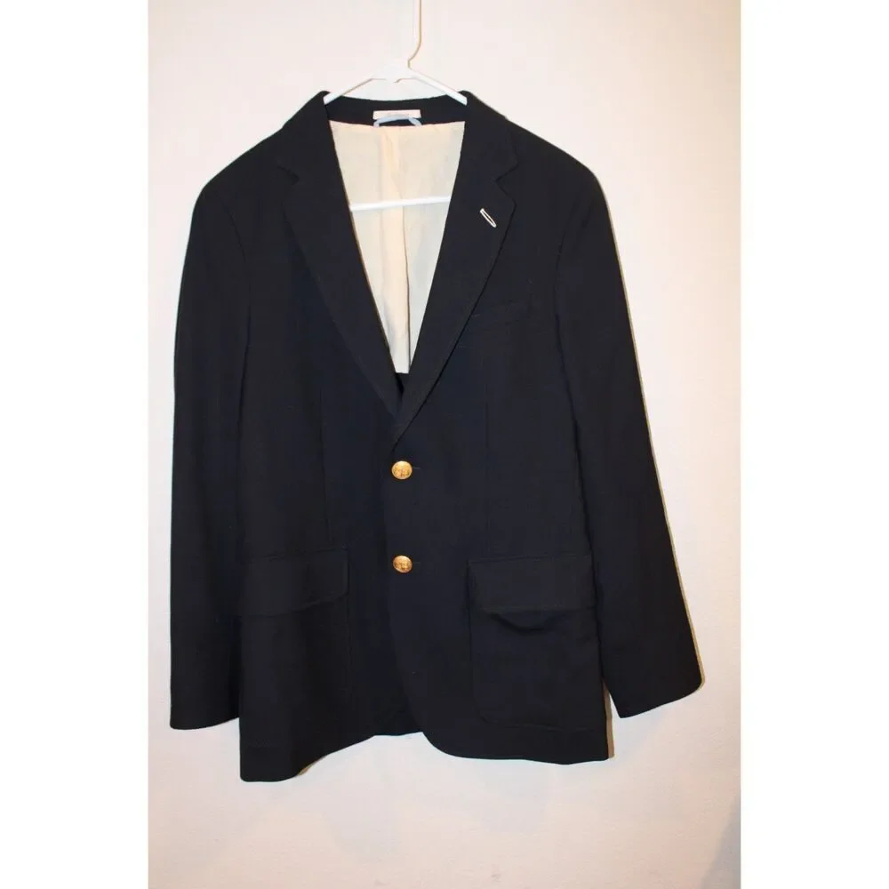 Gant  navy the hopsack blazer two gold button wool men's size 46